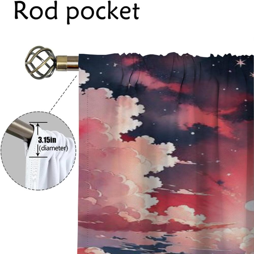 Curtains for Living Room Curtain Sky and Ocean Kitchen Curtains 2 Pieces Halloween Decoration Tulle for Bedroom Partition Camera