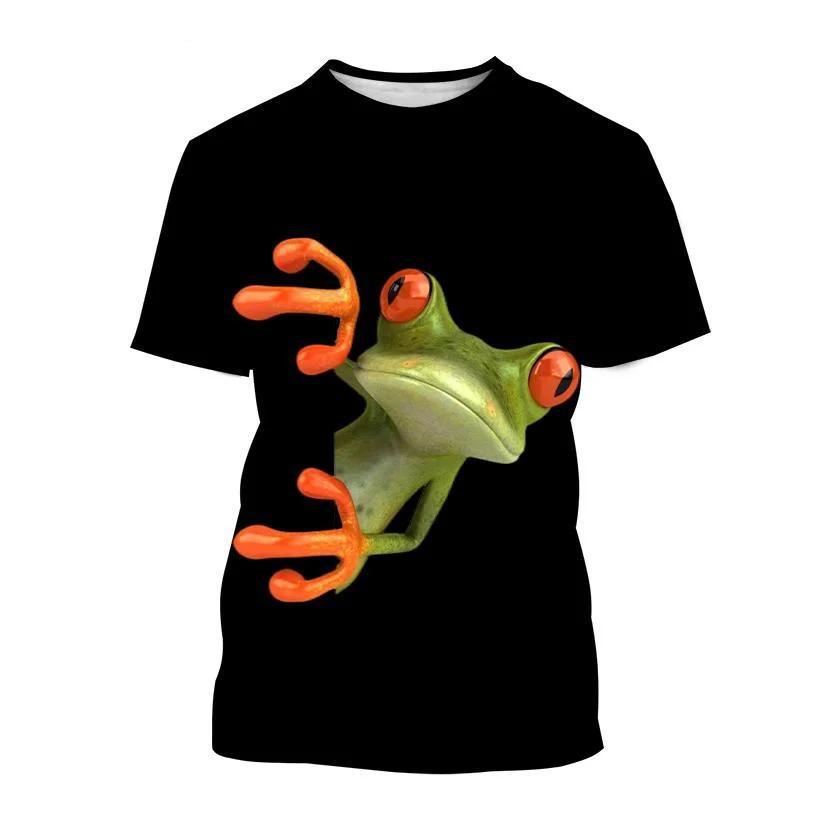 Nouveauté Animal grenouille hommes t-shirts drôles vêtements amples à manches courtes mode surdimensionné imprimé t-shirt à col rond