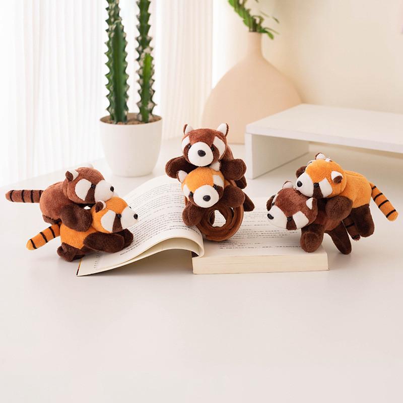 Adorable Panda Plush Wrist Rattle Toy Cute Raccoon Keychain Refrigerator Magnet
