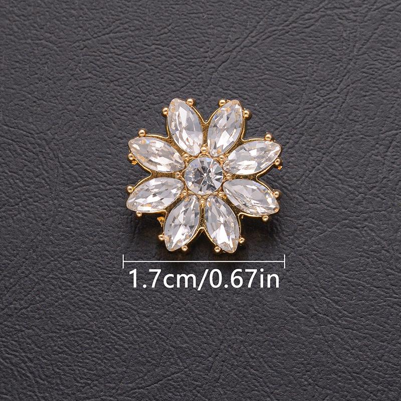 New 5Pcs Luxury And Beautiful Flower Inlaid Rhinestone Metal Buttons Clothing Gift Boxes Scarves Hats DIY Decorative Accessories