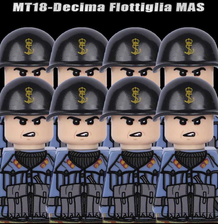 MOC WK2 Italienische Soldaten Figuren Bausteine Italien Armee Infanterie Offizier Waffen Pistole Umhang Helme Panzerkanone Steine Spielzeug