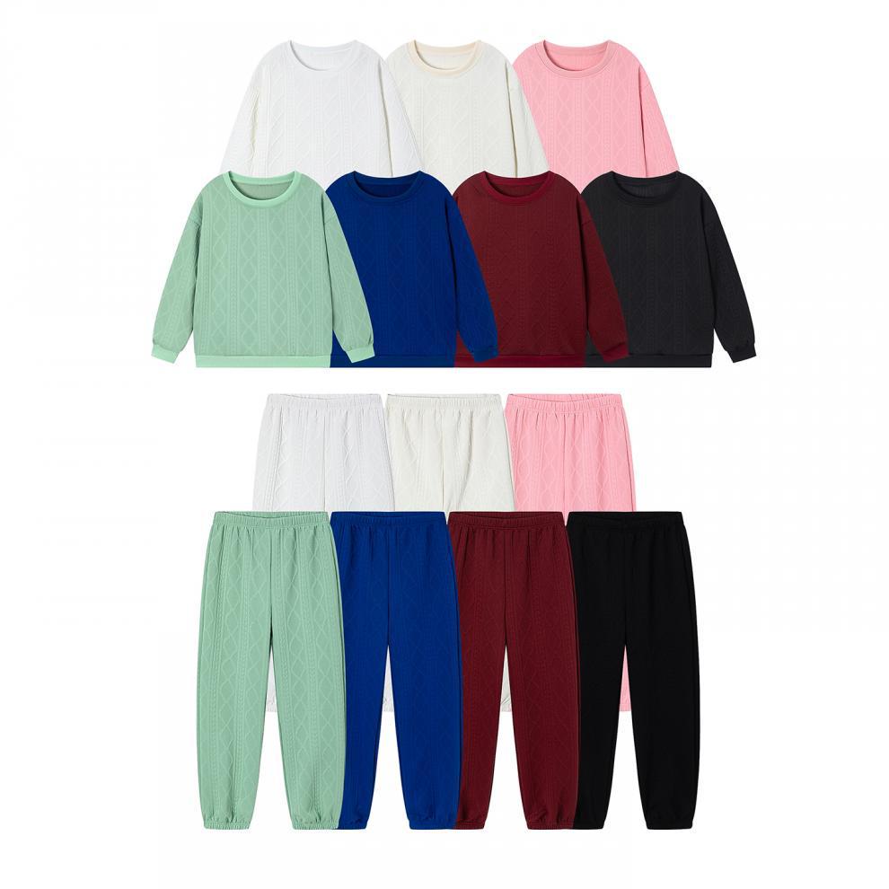 2025 Autumn/Winter Women's Cable Knit Patchwork Two-Piece Set – Long Sleeve Round Neck Top & Joggers