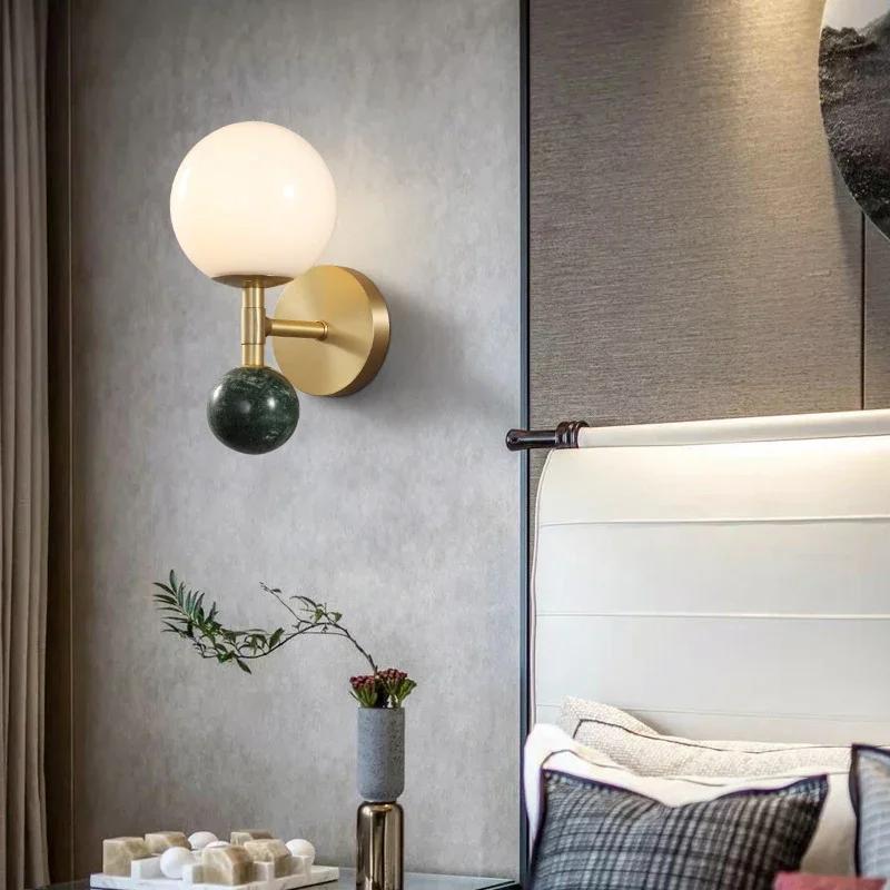 Nordic LED Wall Lamps Simple Bedside Marble Lamp Light High-end Home Decoration Wall Lamp Aisle New Style Wall Light