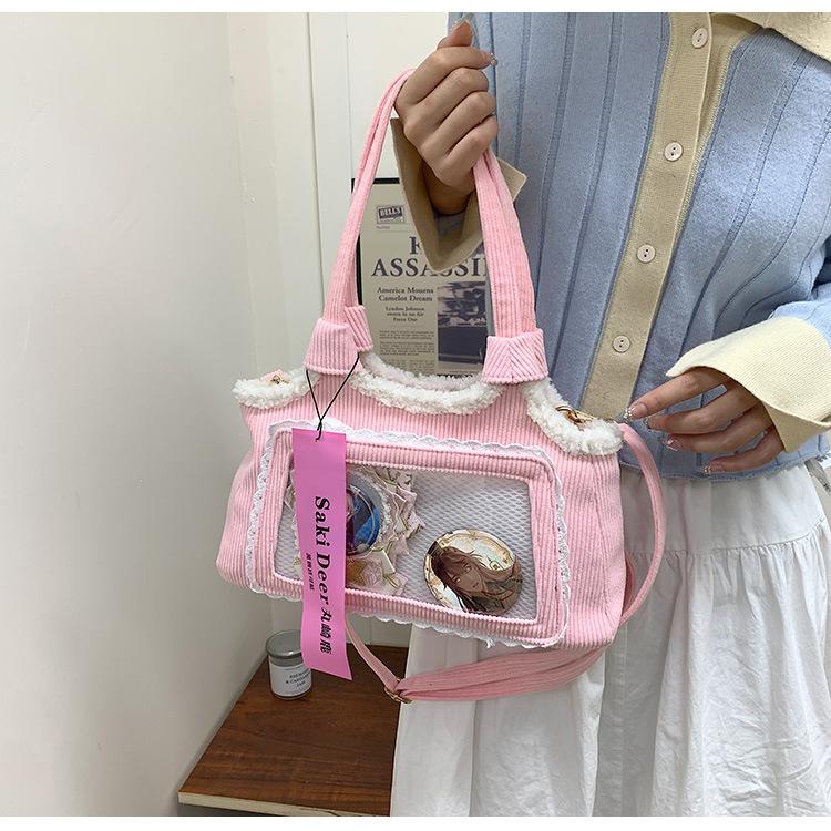 2025 Autumn and Winter New Sweet Lady Corduroy Pain Bag Valley Beauty Two-dimensional Shoulder Handbag Hair Bag Women's Bag