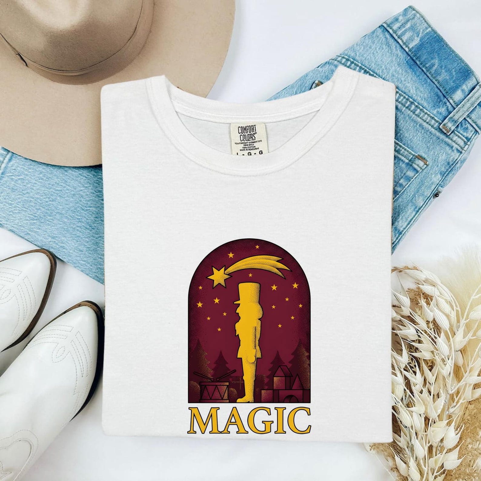 Nutcracker Drawing Shirt Christmas Festivity Gift Women Rustic Tee Nutcracker T-Shirt Christmas Fan Vintage Tshirt Celebration Graphic S