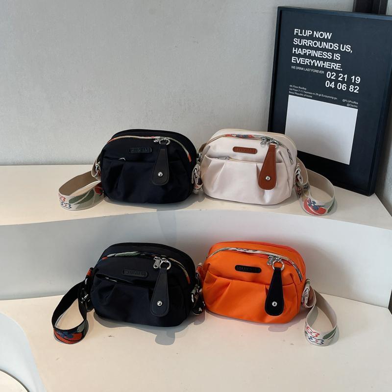 Trendy Multicolor Crossbody Bag Widen Belt Rectangle Single-Shoulder Bag Lightweight Oxford Cloth Tote Bag Daily Casual