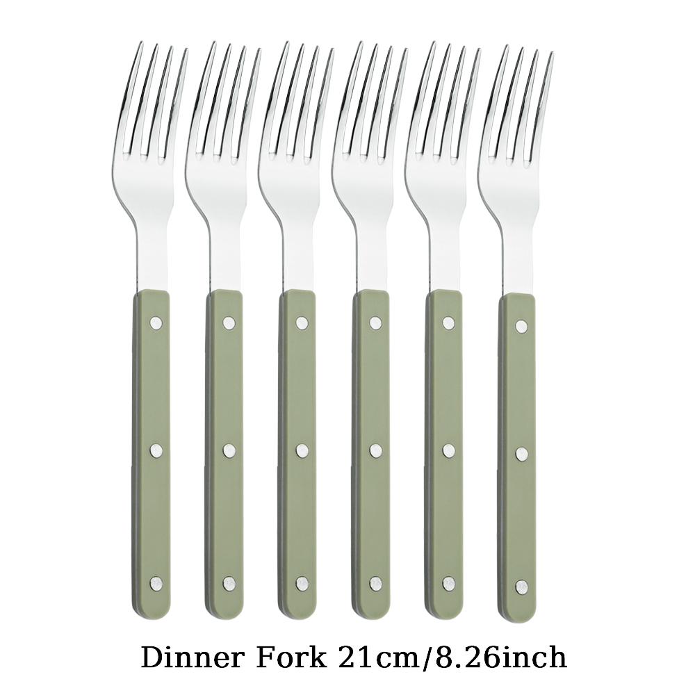 ABS Handle Rivets Decoration Cutlery Set Stainless Steels Dinner Set Green Fork Knife Spoon Western Dinnerware Kitchen Flatware