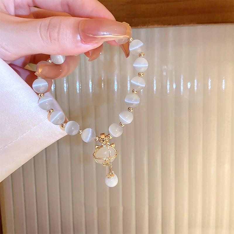 Natural White Opal Lucky Wealth Gelang Bracelet Beaded Bracelet Charm Lucky Wealth Bracelet for Men and Women Trendy Jewelry