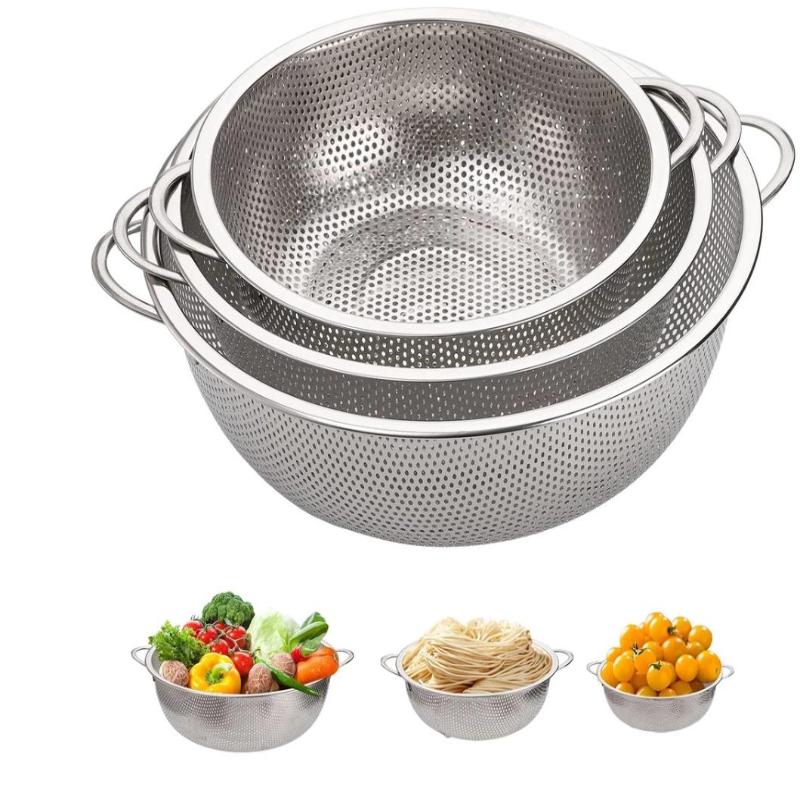 Cucina Acciaio Inossidabile Foro Rete Densa Setaccio Colino Scolapasta Cestelli