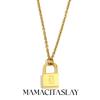 MamacitaSlay 316L Stainless Steel Ancient Letters Engaged Lock Pendant Necklace 18K Gold Plated Waterproof Neck Jewelry Gift
