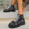 Fashion 2024 Winter New Women's Ankle Lace New Trendy Round Toe Boots