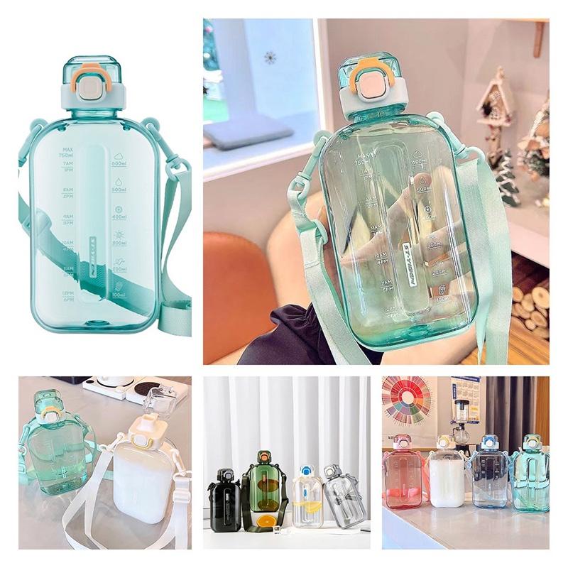 Flacher Typ Raumbecher mit Riemen Outdoor-Sport Wasserflasche für junge Erwachsene