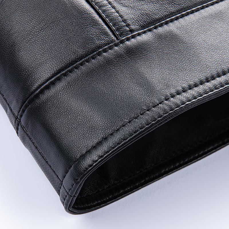 FAPAI Men's First Layer Sheepskin Lapel Leather Jacket