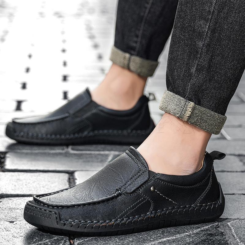 Scarpe casual da uomo in crosta di pelle fatte a mano, comode e traspiranti, mocassini da uomo, scarpe basse da lavoro, scarpe da guida