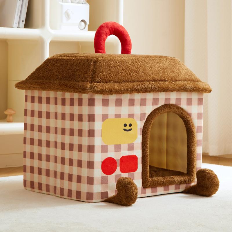 

Собачья будка для сохранения тепла и безопасности зимой, съемная и моющаяся, закрытая, маленькая, для кошачьей виллы, товары для животных M 45*38*36cm