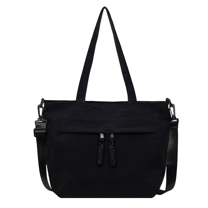 

New nylon portable satchel fashionable commuter solid color tote bag large capacity shoulder women s bag чёрный