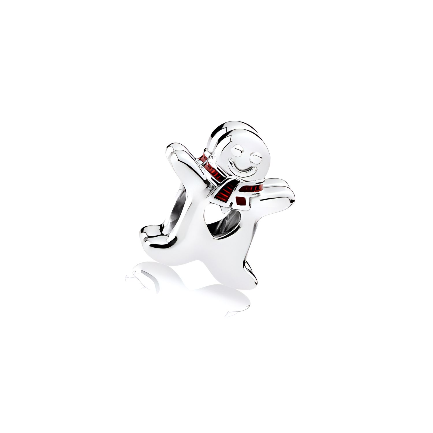 Pandora Gingerbread Man Christmas Pendant With Translucent Red Enamel Scarf Women pendant Silver 792002EN07 Silver,F