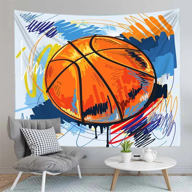 Sports Theme Basketball Pattern Tapestry Bedroom Living Room Tapestry Home Wall Decoration Tapestry