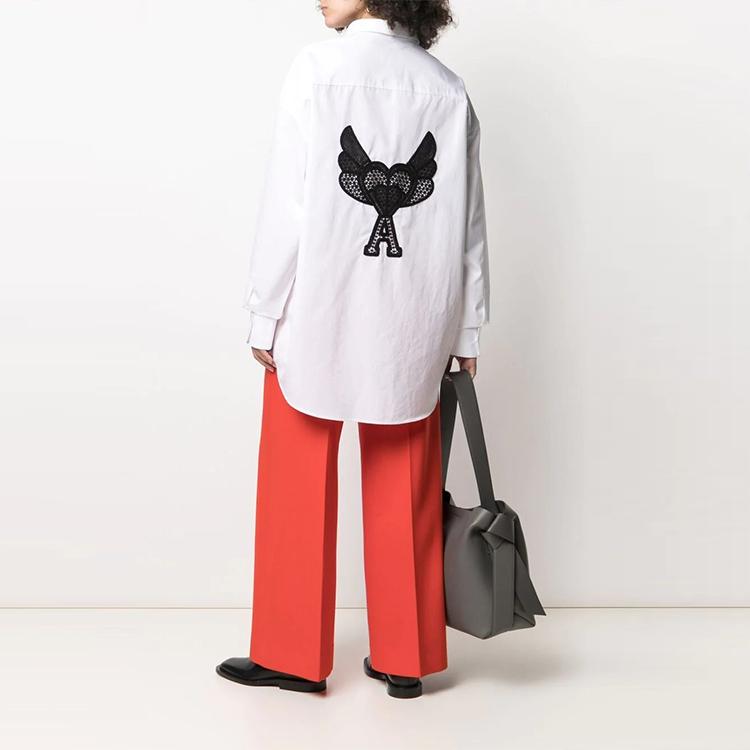 AMIPARIS Logo Patch Long Sleeve Shirt Unisex Shirts H21C111462-100