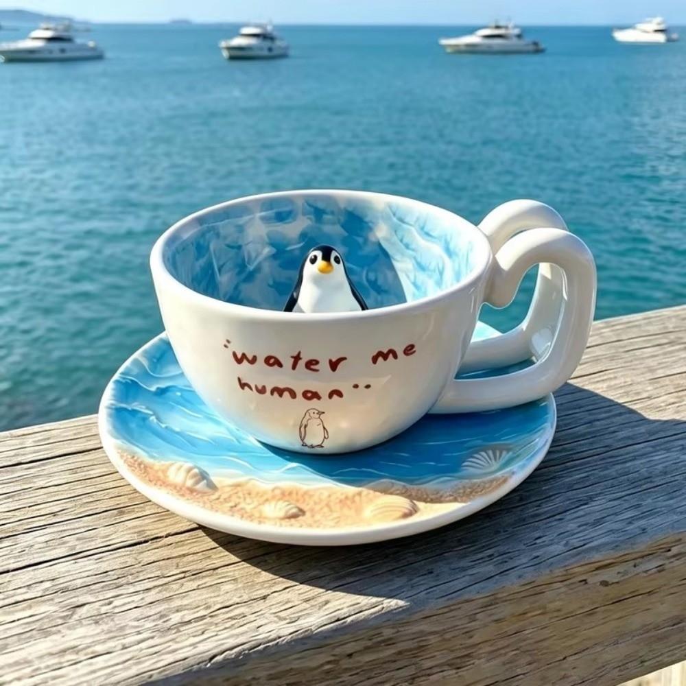 Tazza in Ceramica Carina Foca Piscina Tazza da Caffè Figura 3D Tazza a Tema Anime Latte Caffè per la Colazione
