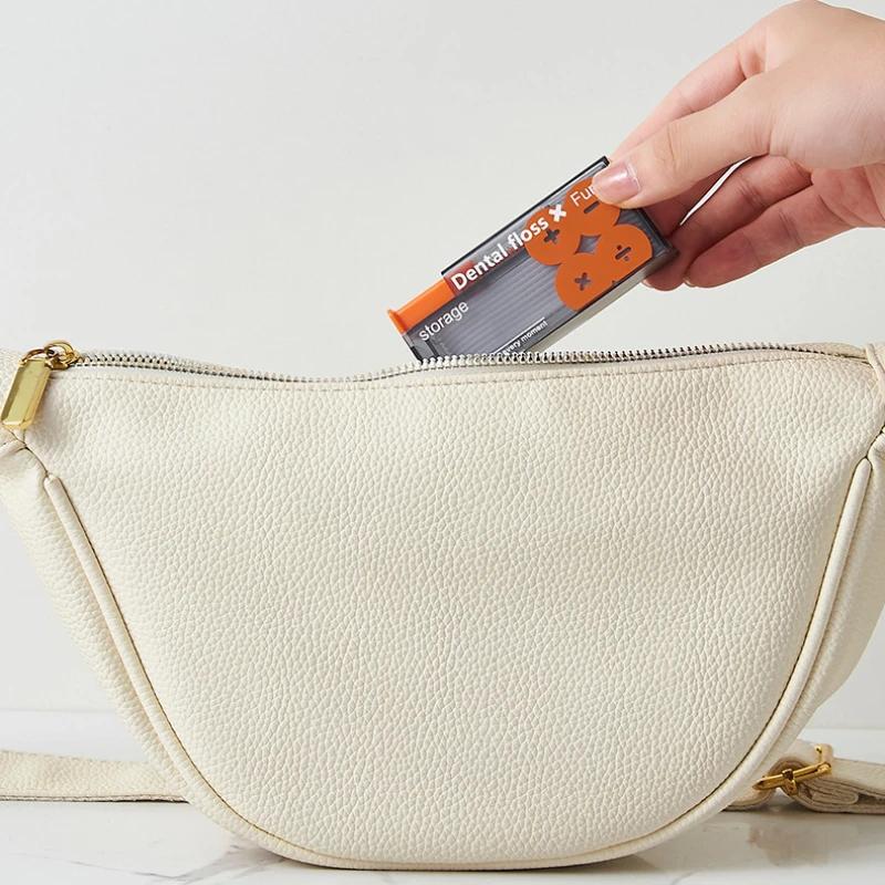 Portable Floss Dispenser Includes 10Pcs Floss Automatic Ejectable Floss Organiser Oral Care Press-on Disposable Flossing Sticks