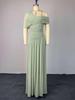 2026 Elegant One-Shoulder Pleated Waist-Cinched Lace-Up Long Sleeve Dress for Women