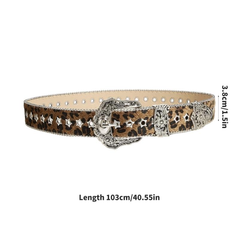 Stylish Leopard Print PU Leather Belts Adjustable Waistband For Casual Outfits Durability Light weight Accessory