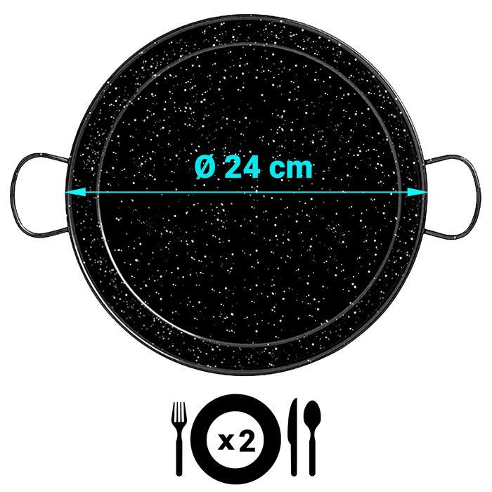 Poêle À Paella Induction 24 Cm, Acier Émaillé, Pour 2 Portions De Paella Briebe Levante Noir 02632