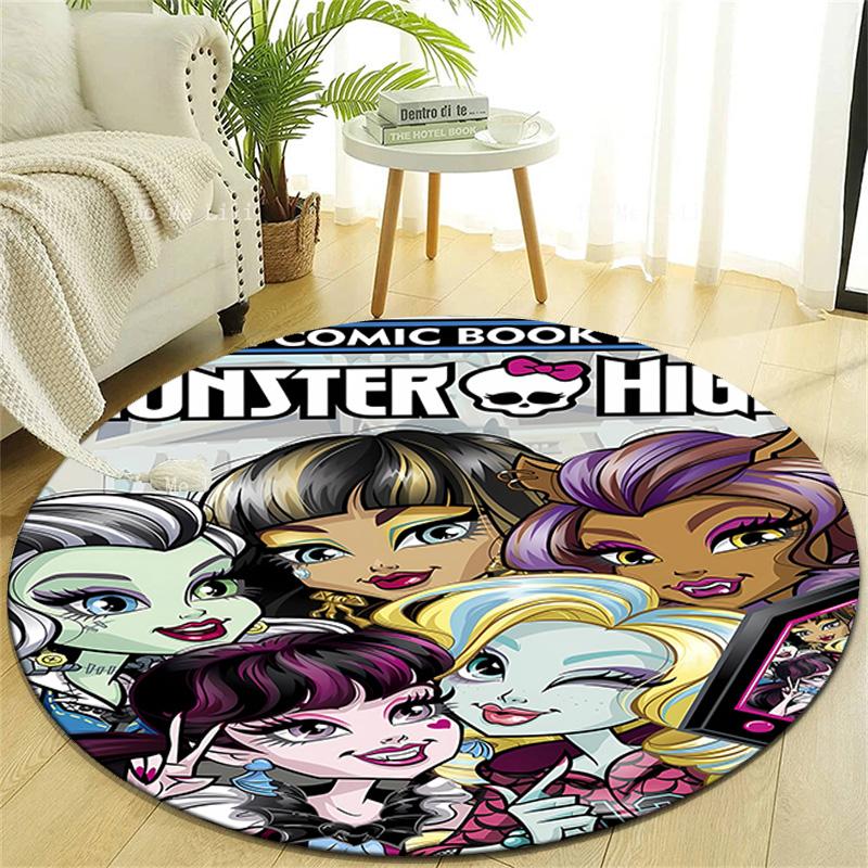 1pc Monster High Draculaura2 Design Printed Area Round Carpet for Bedroom Living Room Home Decor Rugs Mat Non Slip Mat Rug for Bedside
