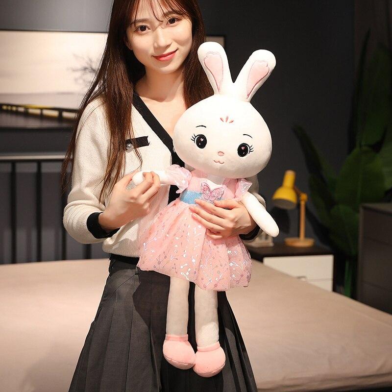 Kawaii Beautiful Rabbit Girl Plush Toys Lovely Rabbit with Fairy Dress Plushie Dolls Stuffed Soft Toy for Children Baby