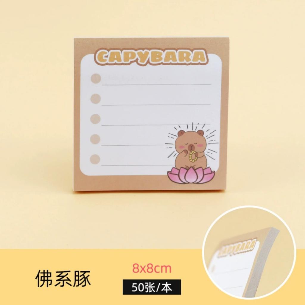 50Sheets Capibala Sticky Notes High Aesthetic Stationery Cute Sticky Notes Kawaii Notepads Self Stick Memo Pad For School Office