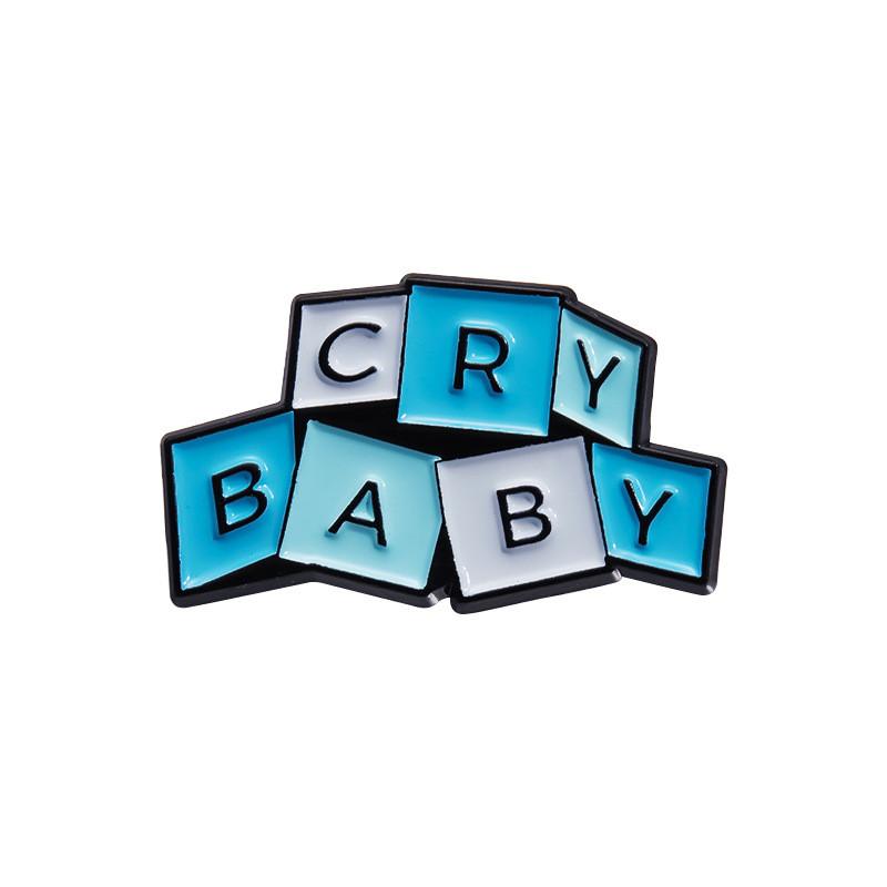 Stylish Cry Baby Pink Alloy Brooch Creative Letter Badge Unique Fashion Accessory
