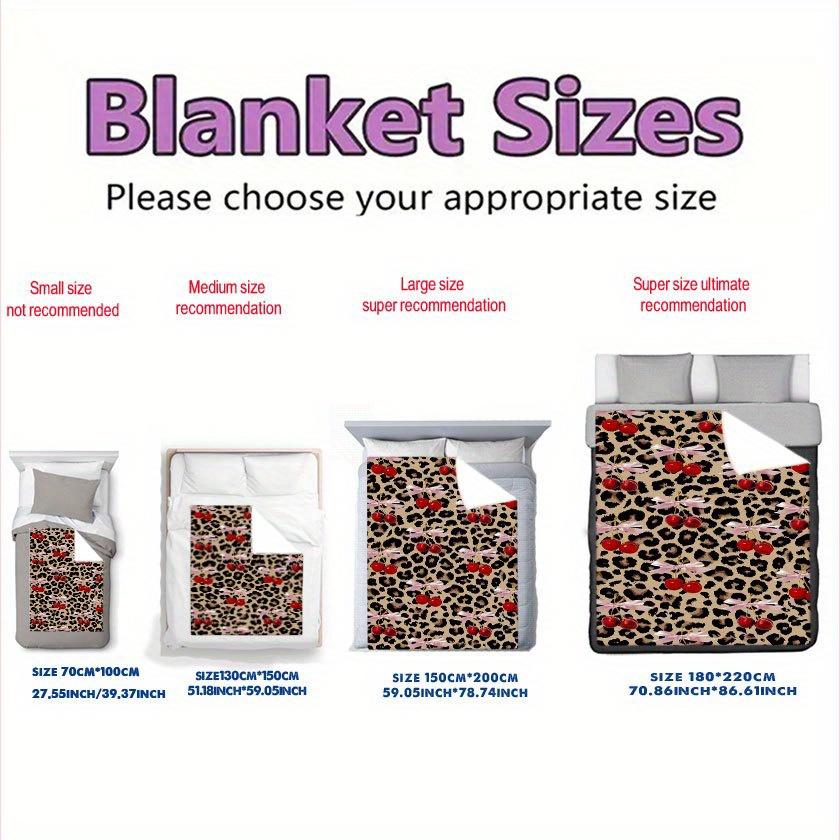 Cherry Leopard Glam Blanket Reversible Flannel Throw for Bold Style AllSeason Comfort Fruity Fierce Gift