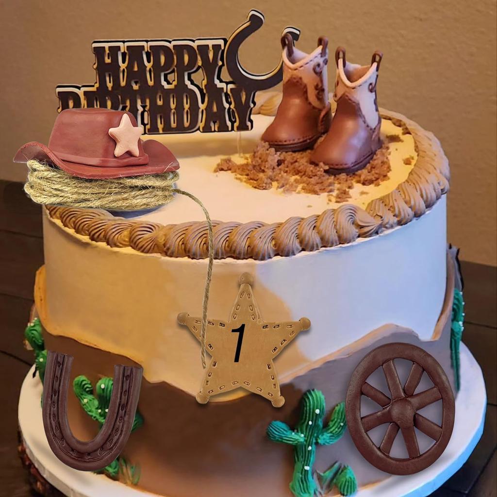Cowboy Cake Decorations Cowboy Hat and Boot Cake Toppers Western Cowboy Birthday Baby Shower for Western Theme Party Supplies