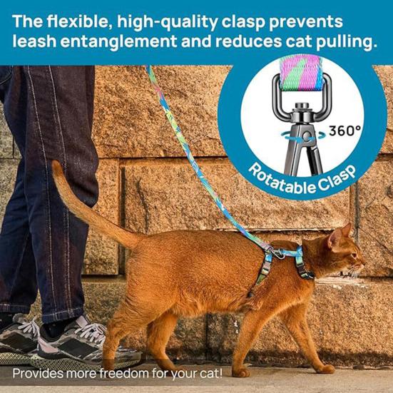 Ensemble harnais et laisse pour chat, harnais souple et réglable, anti-fuite, pour chaton, marche, voyage, corde de traction pour chats de petite, moyenne et grande taille