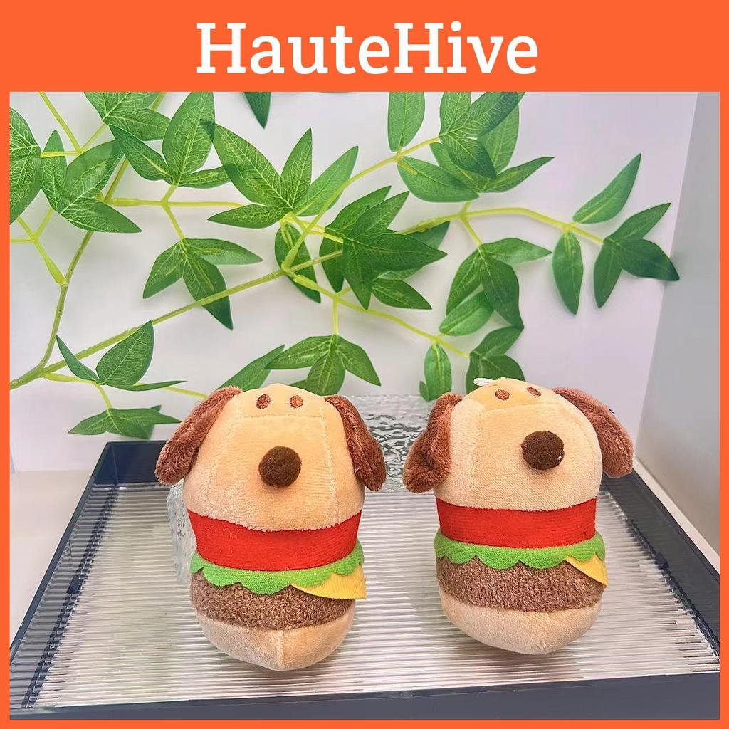 Adorable Creative Plush Hamburger Dog Keychain Cute Stuffed Toy Keyring Students For