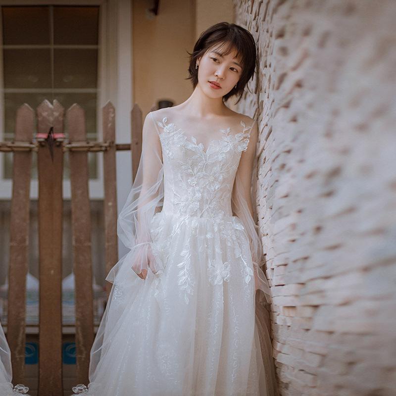 French Light Wedding Dress Skirt 1011 New Temperament Bride Simple Fairy Tail Small Man Going Out Yarn Summer