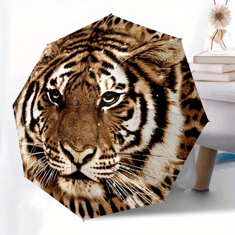 Wild Tiger Print Umbrella, Portable 3 Fold Compact Umbrella for Men & Women,S110