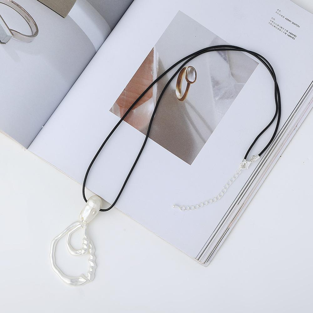Accessories Water Drop Pearl Necklace Metal Vintage Simple Pendant Long Chain Sweater Chain
