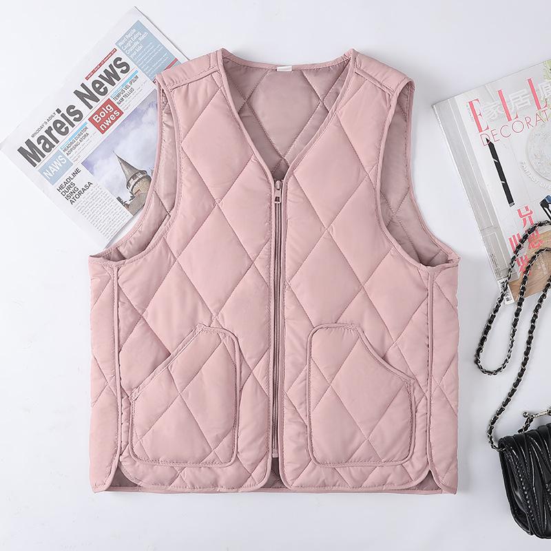 Crew neck quilted warm windproof vest down cotton vest cotton top warm jacket new autumn and winter