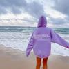 Womens Oversized Hooded Sweatshirt With Kangaroo Pocket Letter Print Short Sleeve Loose Fit