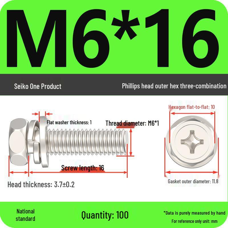 Hexagon Head Combination Screw Bolt Set with Washer and Spring Washer