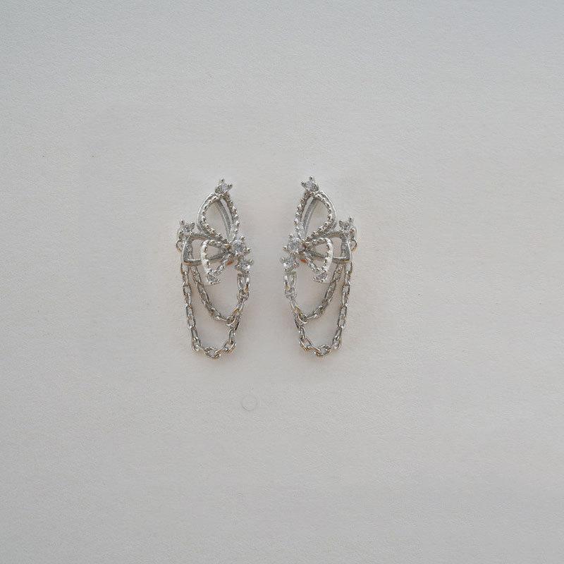Korean Style Earrings Three-dimensional Butterfly Tassel Chain Temperament Super Fairy