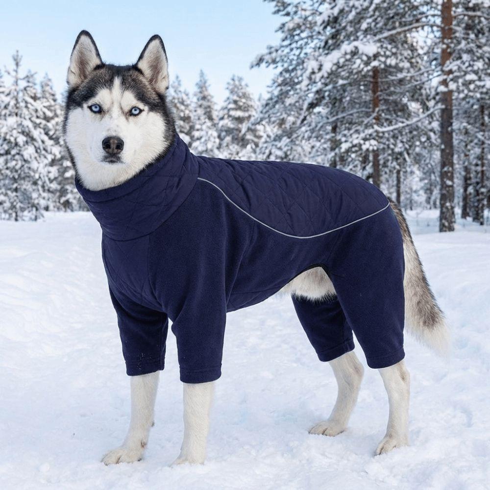 Windproof Dog Four-Leg Sweatshirt High Collar Dog Warm Pajamas Fleece Dog Jumpsuit  Winter