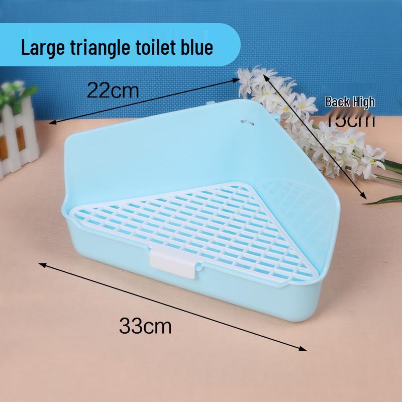 Raised Anti-Splash Triangle Pet Toilet for Rabbits, Guinea Pigs, and Chinchillas – Small and Large Sizes Available