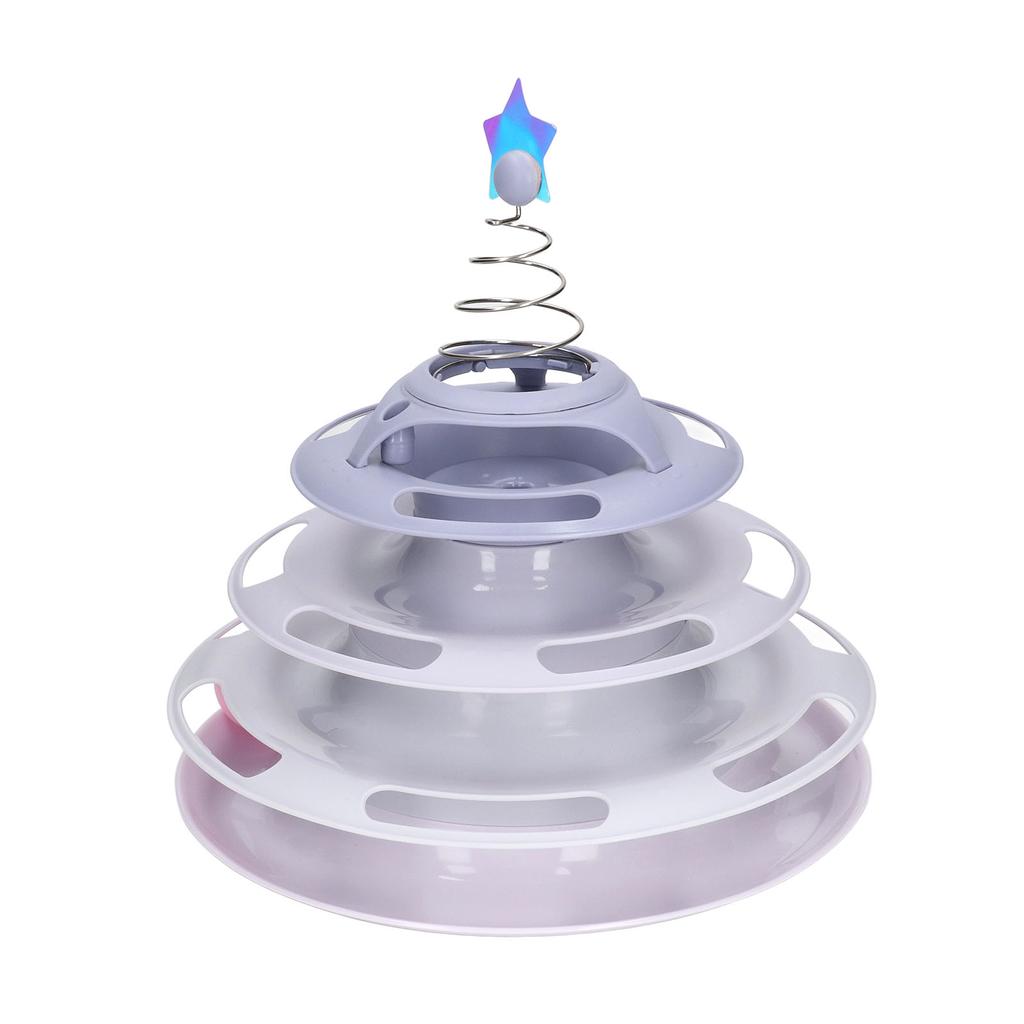 Cat Turntable Toy Relieve Boredom Interactive 4 Level Turntable Cat Toy Balls with Spring Star for Kitten Supplies