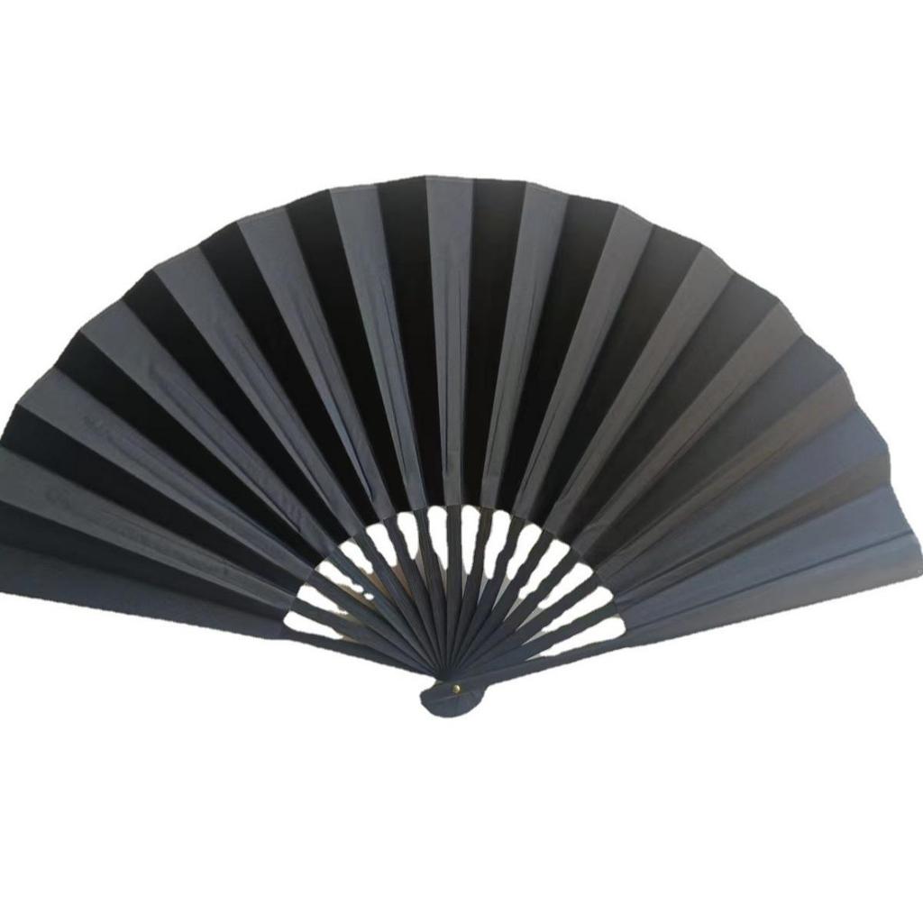 8/10 Inch Men's Silk Folding Fan with Red Bone - Red, Yellow, White & Black Options