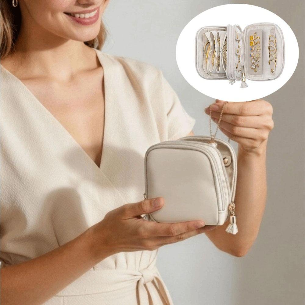 Foldable Jewelry Organizer with Zipper Tangle-free Jewelry Storage Case Large Capacity Portable Storage Bag for Rings//Earrings