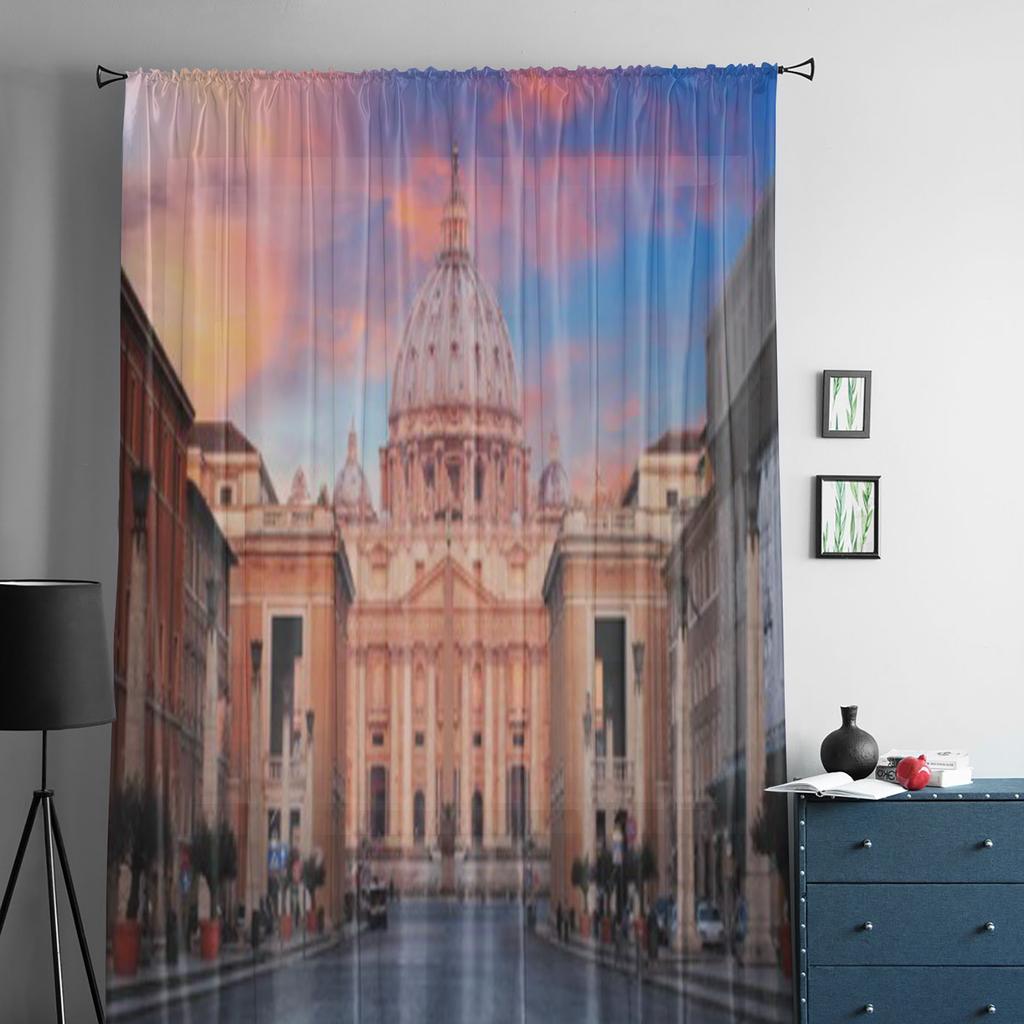 Vatican Rome Sheer Curtains for Living Room Transparent Tulle Window Treatments Bedroom Kitchen Home Decor Veil Drapes