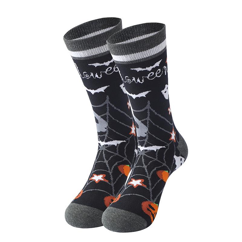 Halloween Pumpkin Mid-Calf Socks - Unisex Casual Cotton for European & American Festivities